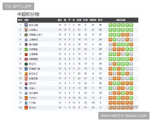 中超联赛最新积分榜全面解析各队排名形势分析